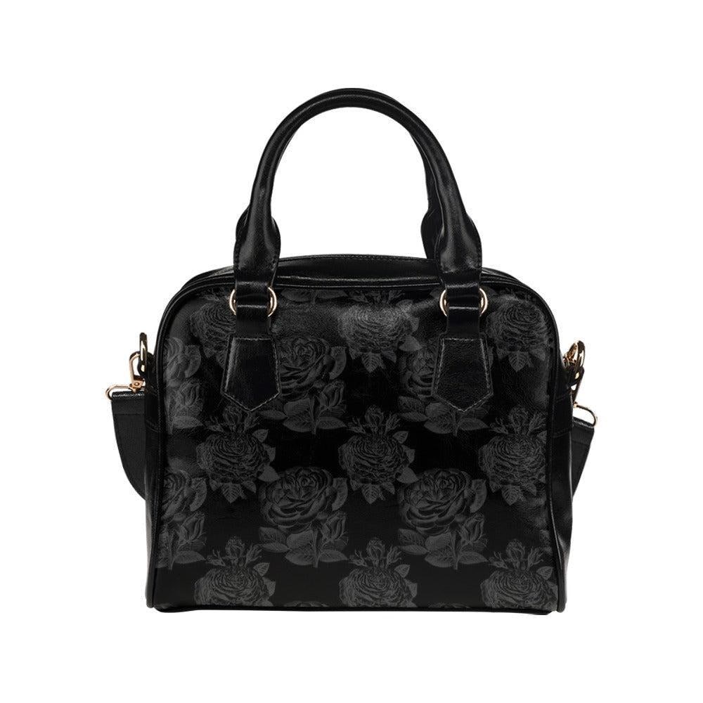 Black Rose Satchel, Dark Floral Purse, Gothic Romantic Handbag