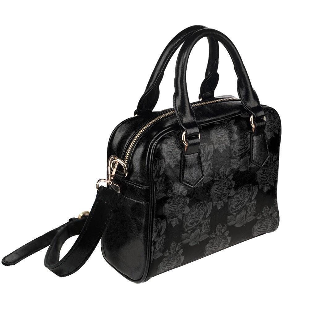 Black Rose Satchel, Dark Floral Purse, Gothic Romantic Handbag
