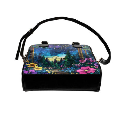 Mountain Wildflower Handbag, Scenic Night Sky Satchel, Forest Trail Shoulder Purse