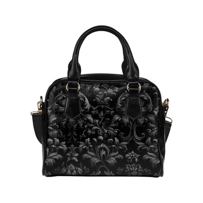 Baroque Black Satchel Bag, Victorian Gothic Faux Leather Handbag, Dark Gothic Purse