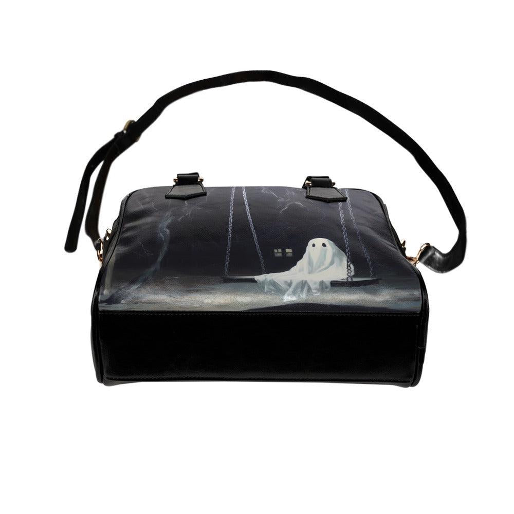 Spooky Ghost Satchel Bag for Halloween, Cute Gothic Handbag with Crossbody Strap
