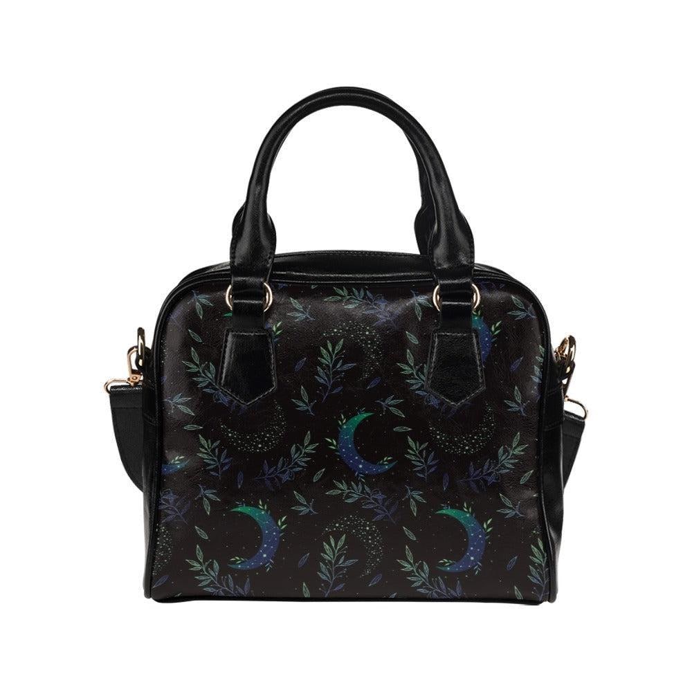 Moon & Foliage Satchel Bag: Celestial Crossbody Purse, Witchy Lunar Handbag