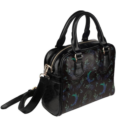 Moon & Foliage Satchel Bag: Celestial Crossbody Purse, Witchy Lunar Handbag