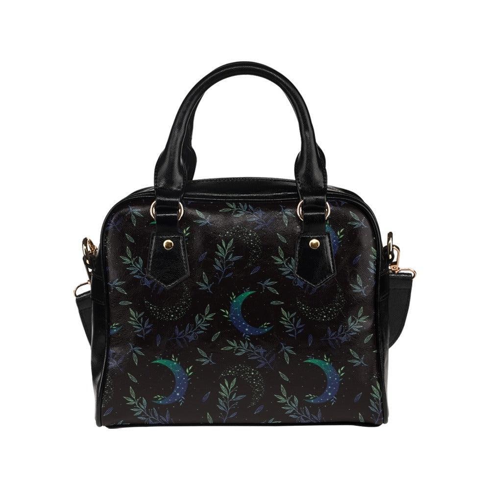 Moon & Foliage Satchel Bag: Celestial Crossbody Purse, Witchy Lunar Handbag