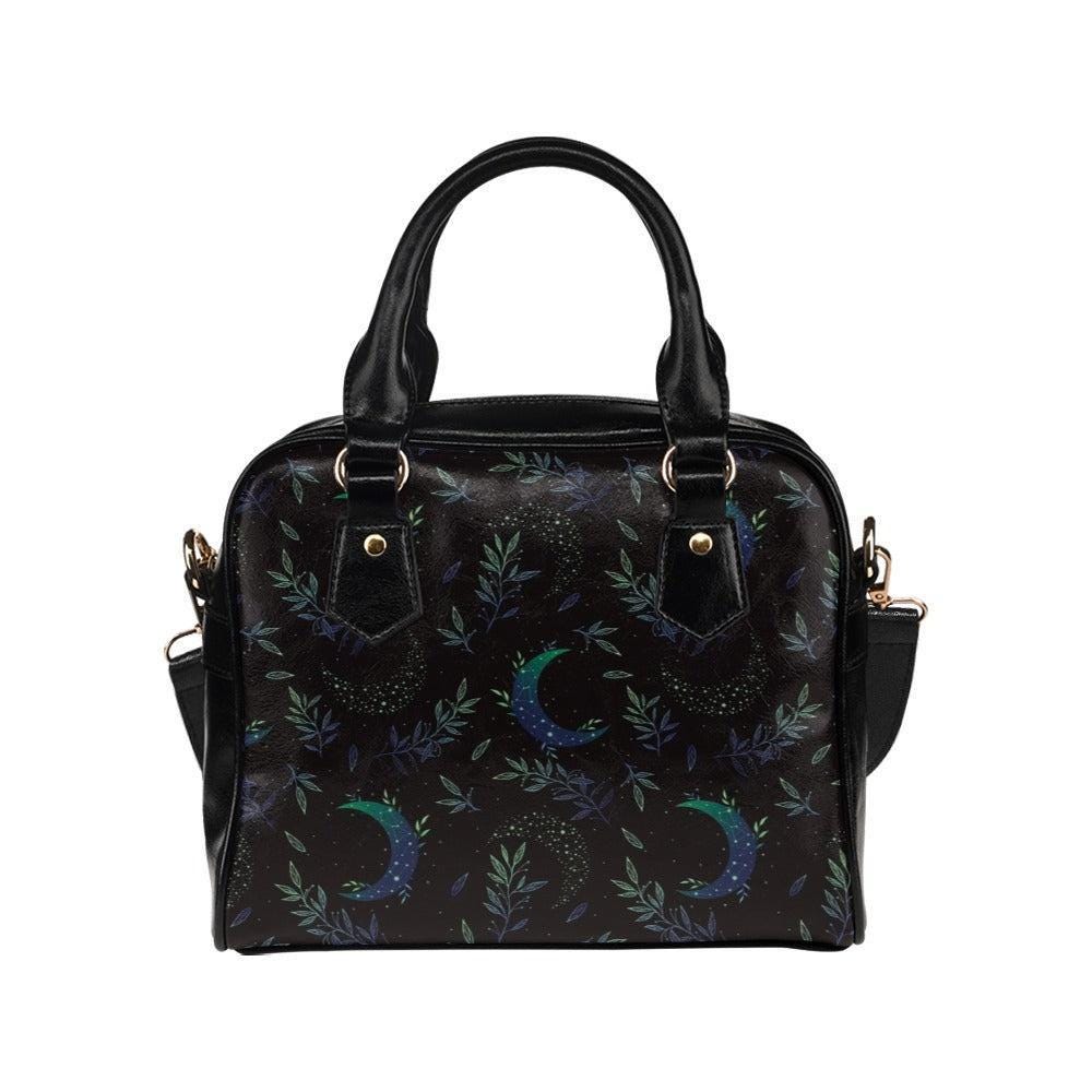 Moon & Foliage Satchel Bag: Celestial Crossbody Purse, Witchy Lunar Handbag
