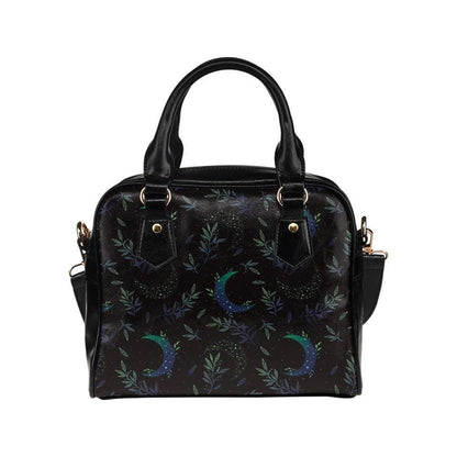 Moon & Foliage Satchel Bag: Celestial Crossbody Purse, Witchy Lunar Handbag