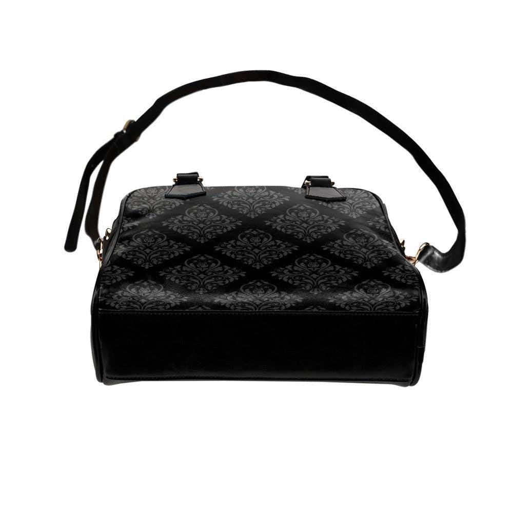 Black Damask Satchel, Dark Academia Purse, Elegant Gothic Handbag