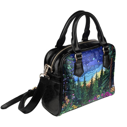 Starry forest satchel purse, mountain night handbag, outdoor crossbody