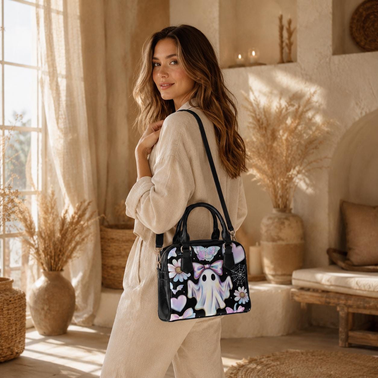 Ghost Purse, Coquette Bow Handbag, Butterfly Satchel Bag, Cute Spooky Gift for Her