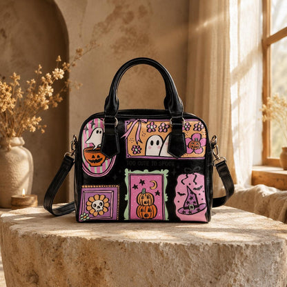 Cute Halloween Purse, Pink Ghost Handbag, Pastel Goth Satchel Bag