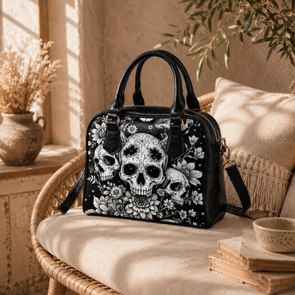 Skull Floral Handbag, Witchy Crossbody Satchel, Occult Fashion