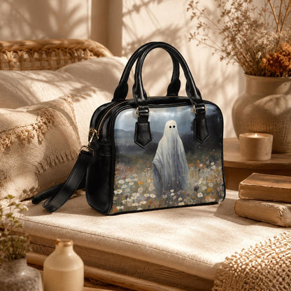 Haunted Meadow Bowler Bag, Gothic Ghost Purse, Dark Cottagecore Handbag, Moody Art Gift