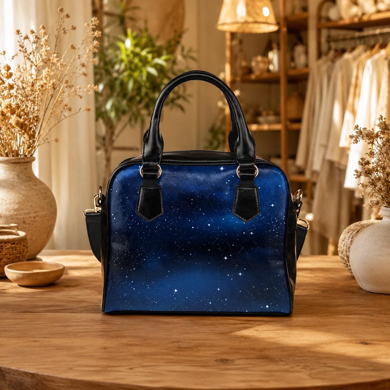 Galaxy Purse, Starry Night Handbag, Dark Blue Shoulder Bag, Space Aesthetic Tote