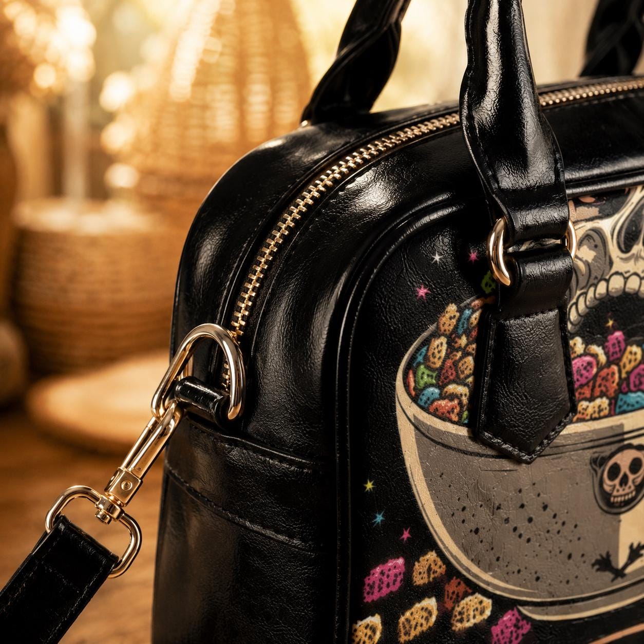 Horror Comedy Purse, Cereal Killer Satchel Bag, Spooky Skull Handbag
