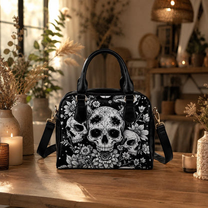 Skull Floral Handbag, Witchy Crossbody Satchel, Occult Fashion