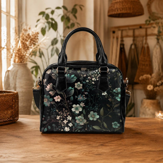 Botanical floral satchel, witchy crossbody bag, celestial garden tote, cottagecore mystical style