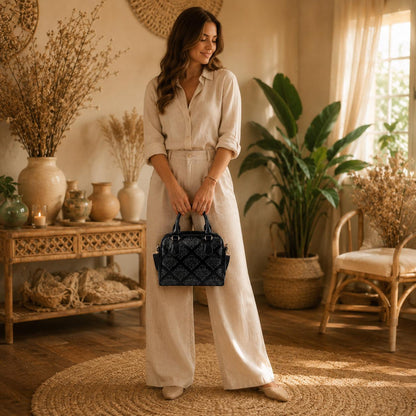 Black Damask Satchel, Dark Academia Purse, Elegant Gothic Handbag