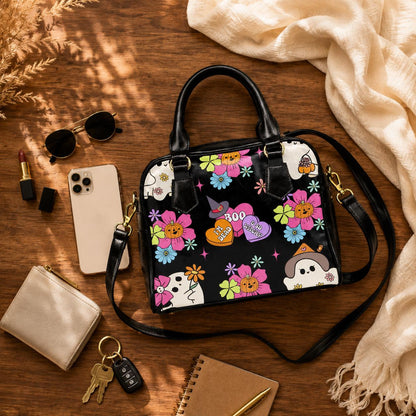 Pastel Ghost Purse, Kawaii Spooky Handbag, Candy Heart Witchy Bowler Bag