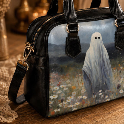 Haunted Meadow Bowler Bag, Gothic Ghost Purse, Dark Cottagecore Handbag, Moody Art Gift