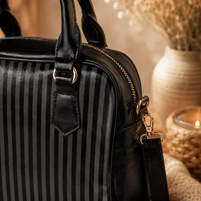 Striped Witchy Satchel Bag, Dark Academia Crossbody Tote for School and Work