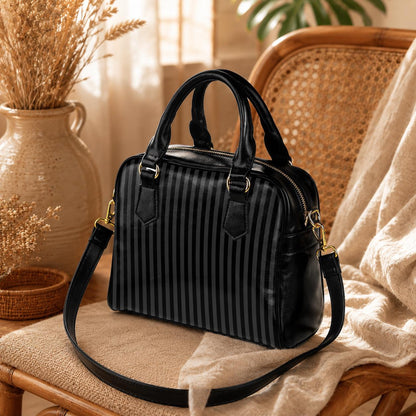 Striped Witchy Satchel Bag, Dark Academia Crossbody Tote for School and Work