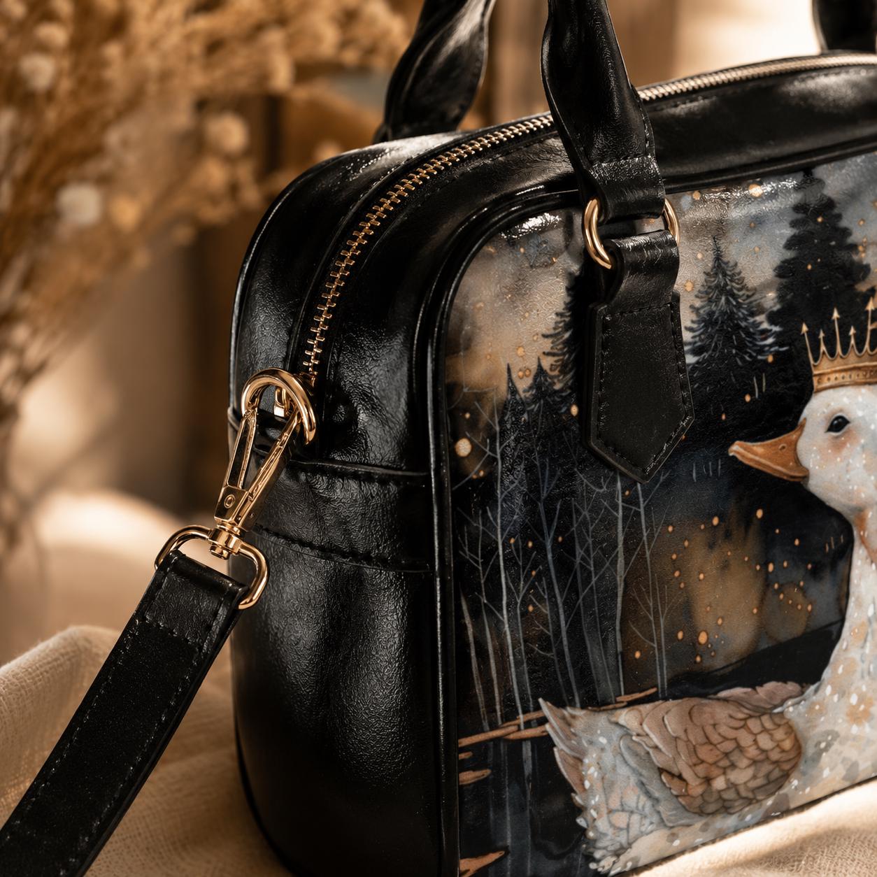 Goose Satchel Bag, Storybook Animal Purse, Enchanted Forest Handbag