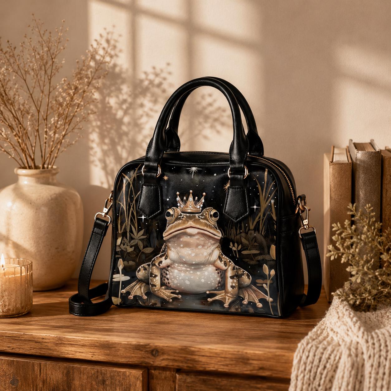 Frog Prince Bag, Fairycore Toad Satchel, Fantasy Handbag for Woodland Style