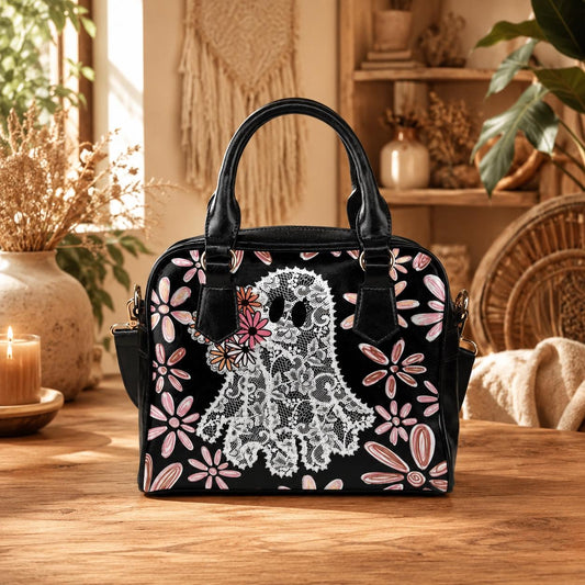Vegan Faux Leather Lace Ghost Handbag