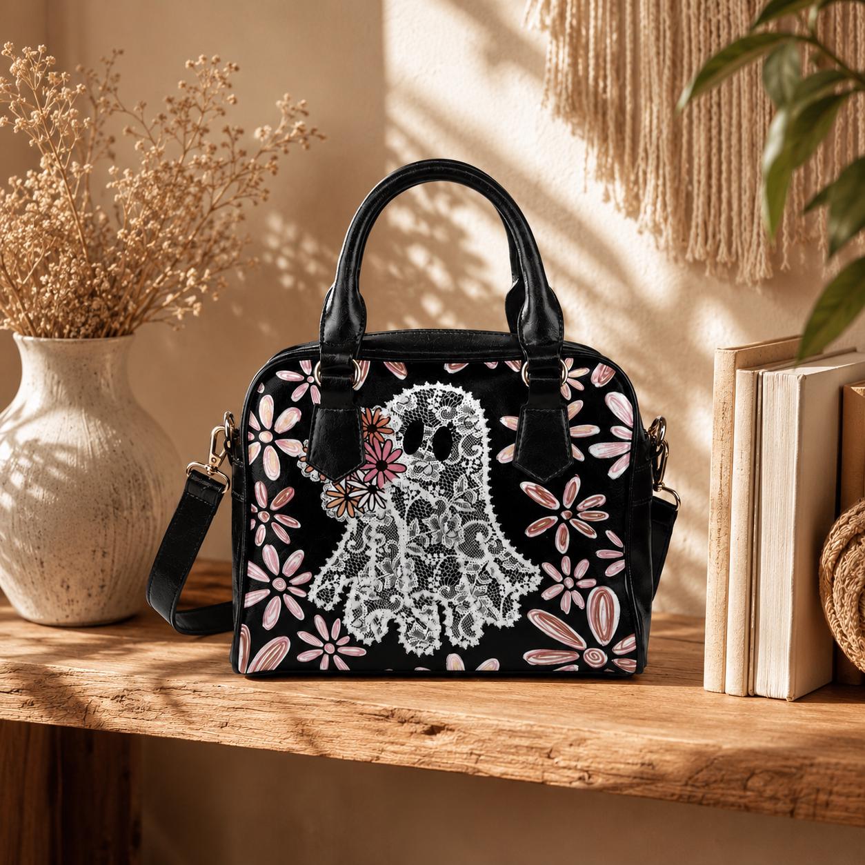 Vegan Faux Leather Lace Ghost Handbag