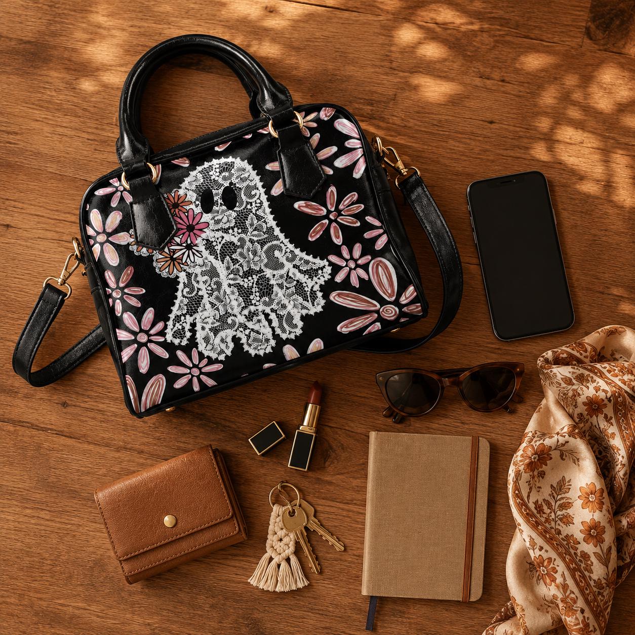 Vegan Faux Leather Lace Ghost Handbag