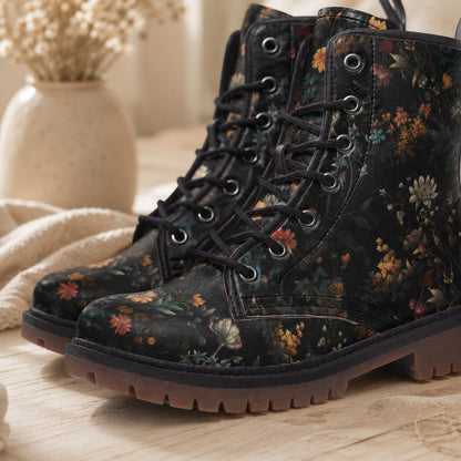 Forest Witch Boots, Goblincore Boots, Wildflowers Boots, Vegan Combat Boots, Witchcore, Naturecore Flowers Boots, Cottagecore Boots