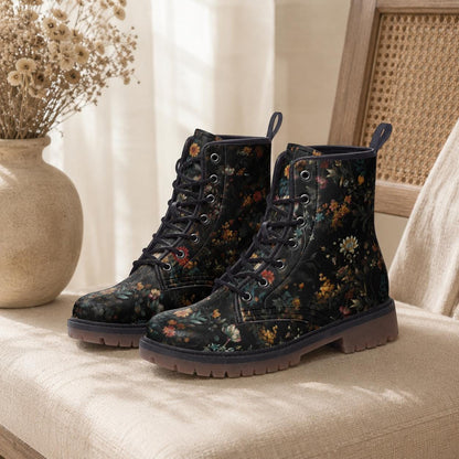 Forest Witch Boots, Goblincore Boots, Wildflowers Boots, Vegan Combat Boots, Witchcore, Naturecore Flowers Boots, Cottagecore Boots