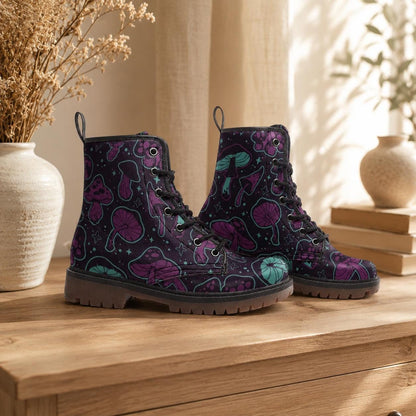Goblincore Mushroom Boots Vegan Footwear Festival Shoes Unisex Woodland Combat Platform Boots