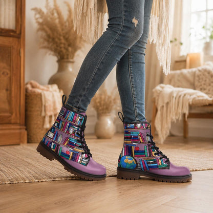 Pastel mushroom combat boots, fairycore lace-up shoes, whimsical cottagecore festival footwear