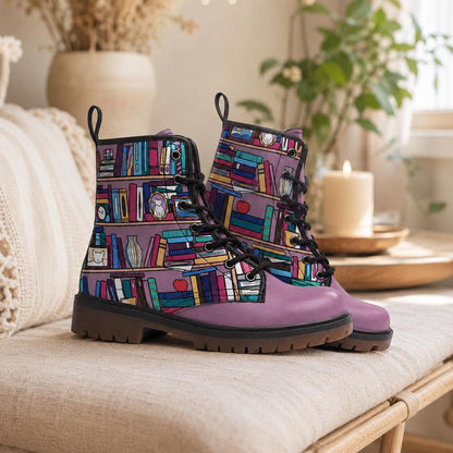 Pastel mushroom combat boots, fairycore lace-up shoes, whimsical cottagecore festival footwear
