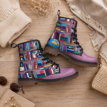 Pastel mushroom combat boots, fairycore lace-up shoes, whimsical cottagecore festival footwear