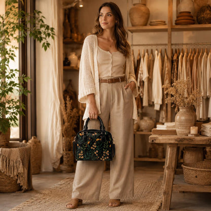 Floral handbag, botanical tote, cottagecore purse