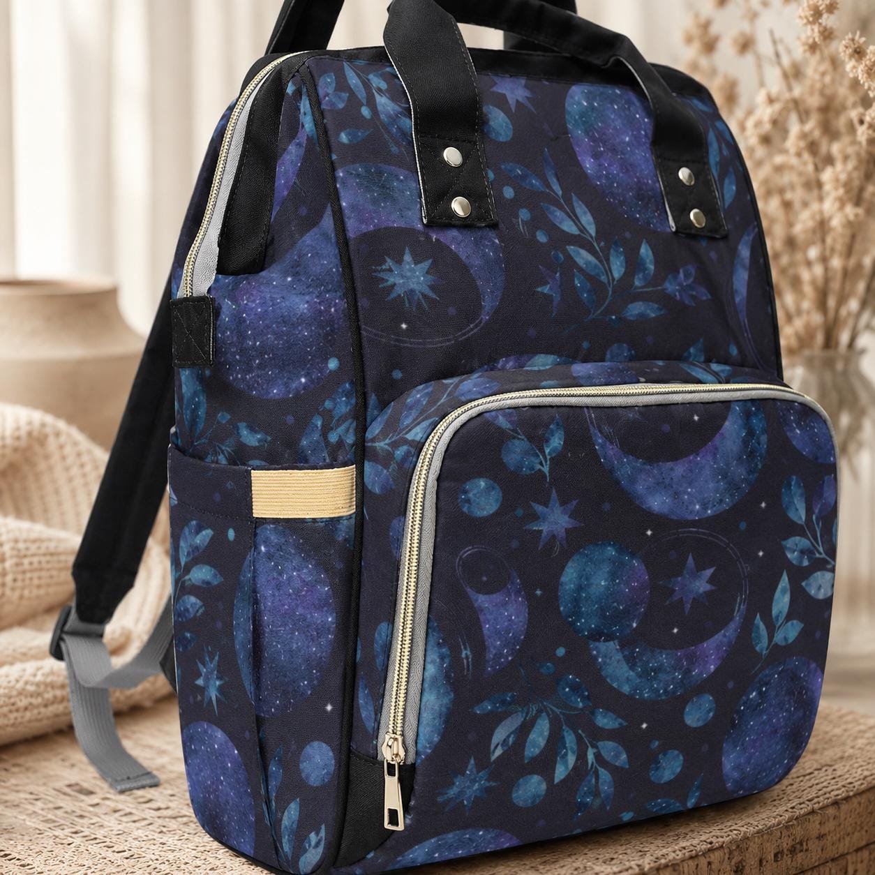 Diaper Bag Backpack, Moon Print Baby Travel Bag, Nursery Organizer Mom Backpack