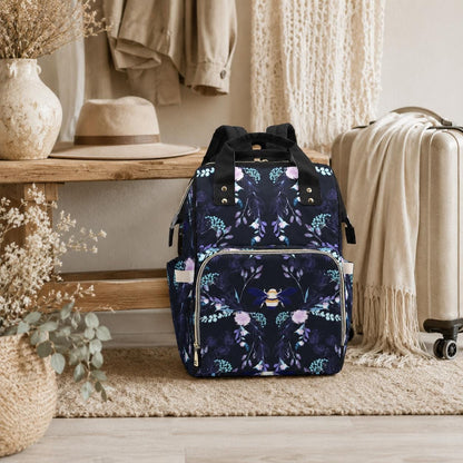Botanical Bee Diaper Backpack, Floral Mom Bag, Stroller Organizer