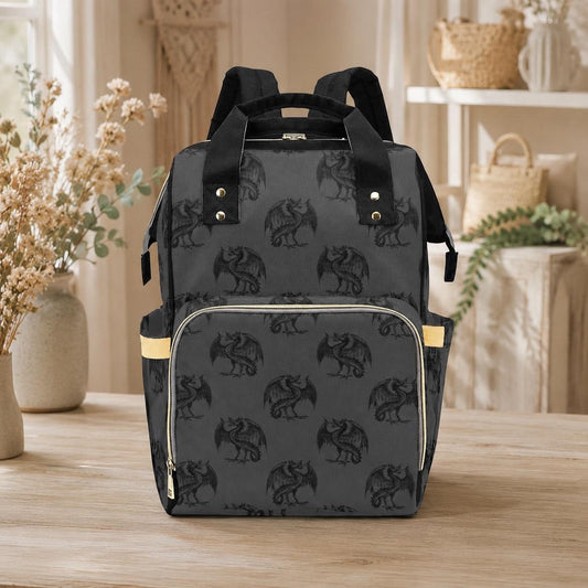 Dragon Diaper Backpack, Gothic Baby Travel Bag, Fantasy Nursery Organizer for New Parents