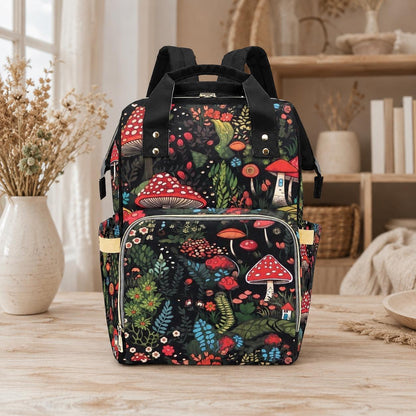 Mushroom Diaper Bag Backpack, Woodland Mom Backpack, Baby Travel Organizer