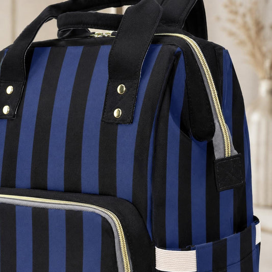 Blue Stripe Diaper Backpack, Baby Travel Bag, Modern Mom Backpack