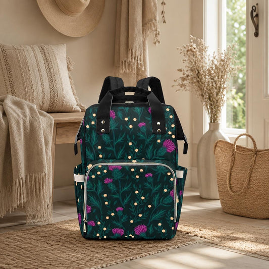 Midnight Floral Diaper Bag Backpack, Baby Travel Bag, Mom Backpack, Stroller Organizer