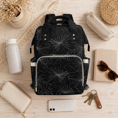 Spiderweb Occult Diaper Backpack, Creepy Cute Goth Baby Bag, Witchy Mom Gear