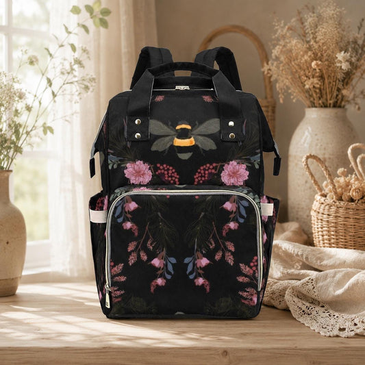 Bumblebee Floral Diaper Bag, Enchanted Garden Backpack, Botanical Baby Travel Bag