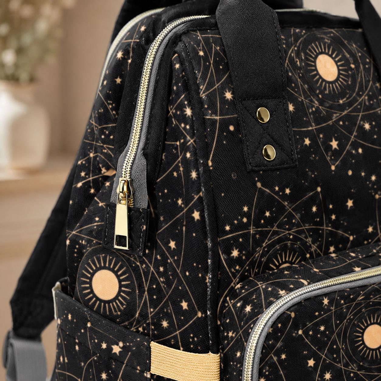 Celestial Diaper Bag Backpack, Sun Moon Baby Travel Bag, Mom Backpack Organizer