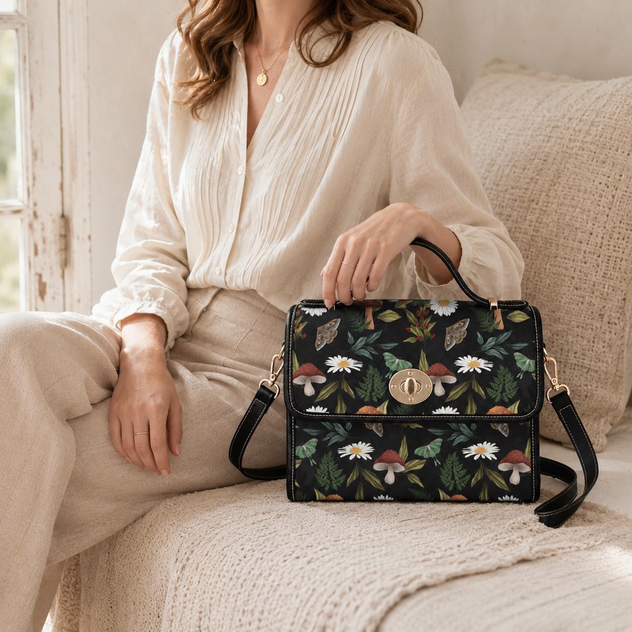 Mushroom Purse, Woodland Satchel Bag, Cottagecore Forest Crossbody