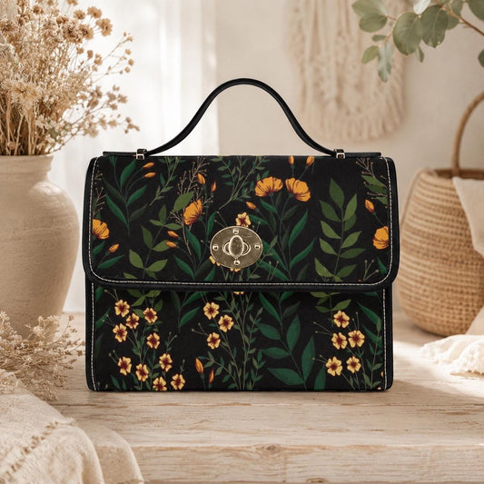 Floral Crossbody Bag, Wildflower Satchel Purse, Botanical Top Handle Handbag