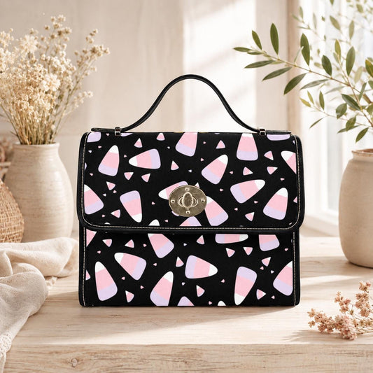 Candy Corn Handbag, Pastel Goth Purse, Cute Halloween Top Handle Bag