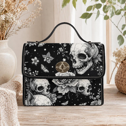 Dark Gothic Skull Bag, Floral Skeleton Crossbody, Spooky Witch Shoulder Tote,Skull Print Accessories,Occult Fashion Handbag,Witchy Gift Idea